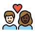 couple with heart, person, person, light skin tone, dark skin tone